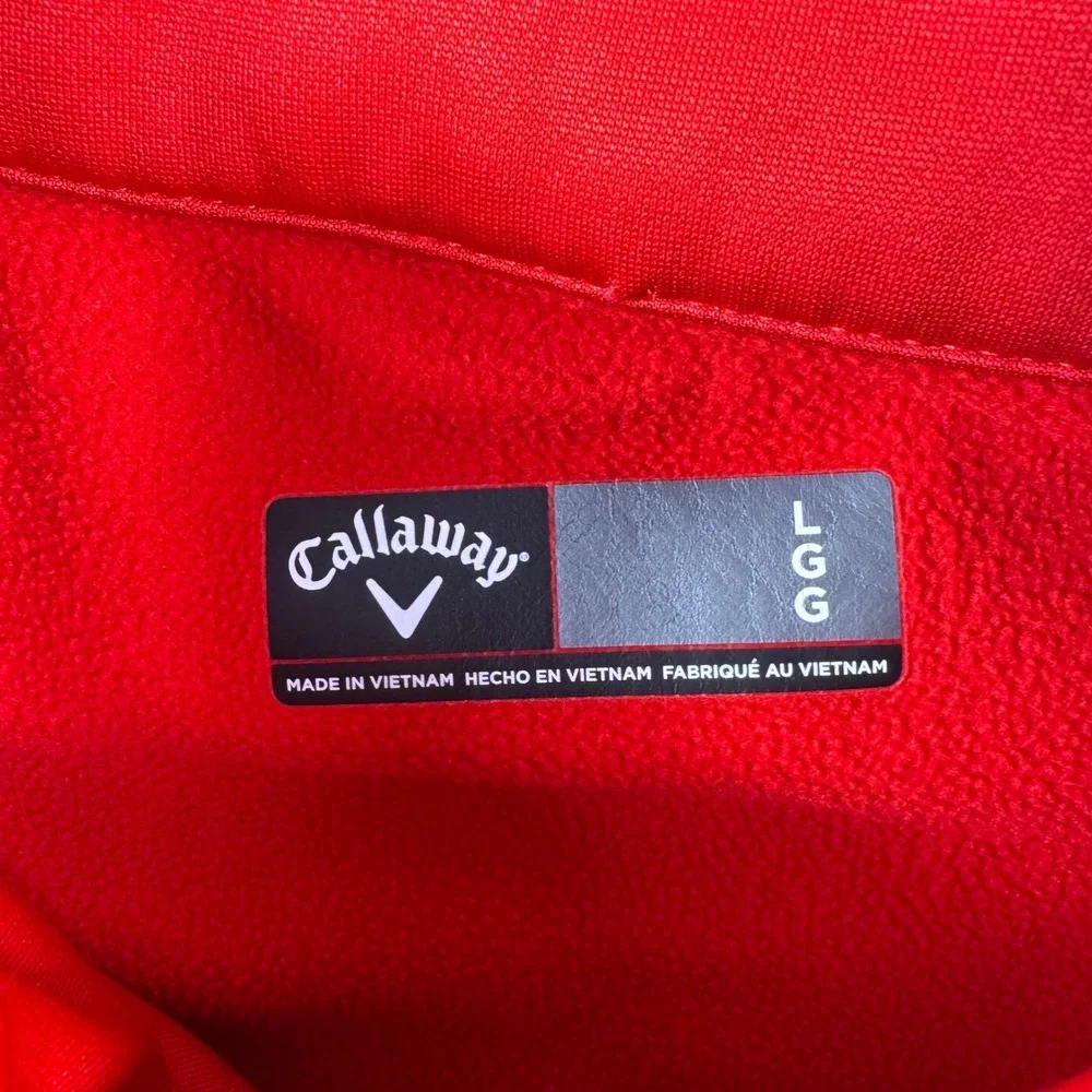 Callaway Mens Large Red Black Colorblock Quarter Zip Golf‎ Pullover Fleece Lined